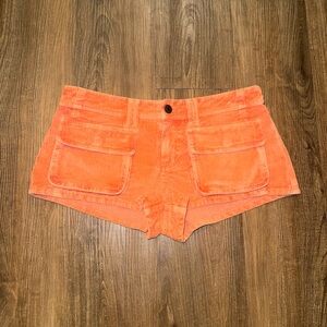 RARE We The Free Orange Corduroy Micro Mini Cargo Pocket Shorts - XS